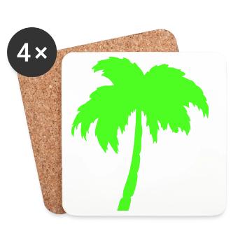 Neonpalme Silhouette auf Schwarz - Untersetzer (4er-Set) - Weiß - Vorne
