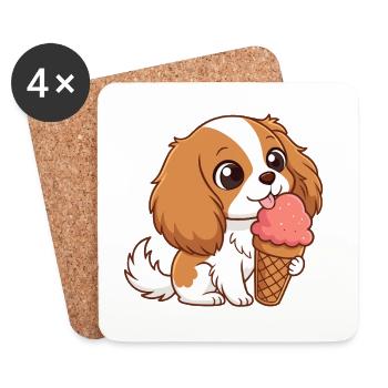 Gourmet-Welpe und pinkes Eis - Untersetzer (4er-Set) - Weiß - Vorne
