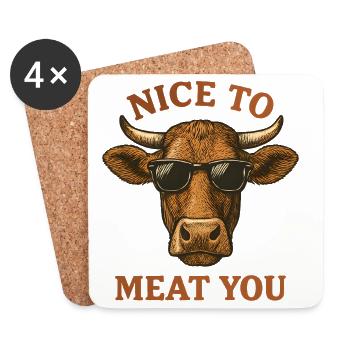 Vache avec des lunettes de soleil – Sympa de te dévorer - Dessous de verre (lot de 4) - blanc - Devant