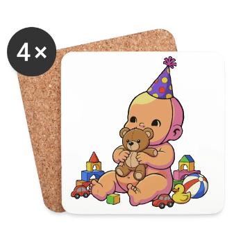 Fête de câlins pour bébé - Dessous de verre (lot de 4) - blanc - Devant
