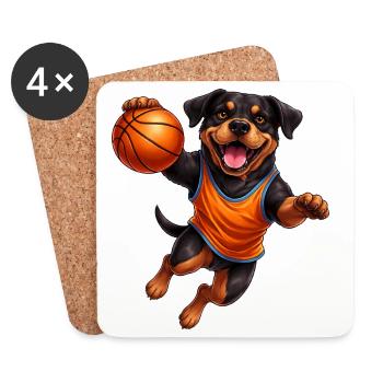 Joueur de basket-ball Rottweiler Sport-can-basket - Dessous de verre (lot de 4) - blanc - Devant