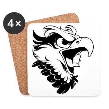 Angry Eagle Head – Tattoo Look - Coasters (set of 4) - white - Front