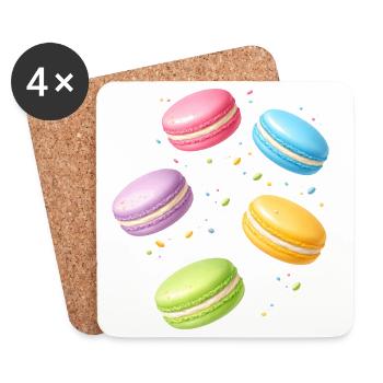 Colorful Macarons Pastel Dessert Motif - Coasters (set of 4) - white - Front