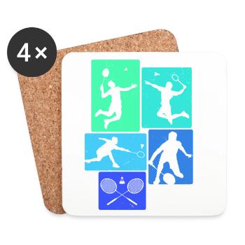 Badminton - Coasters (set of 4) - white - Front