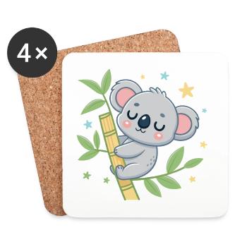 Koala auf Bambus-Träumerei - Untersetzer (4er-Set) - Weiß - Vorne
