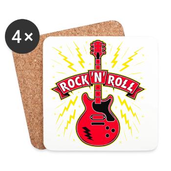 Rock 'n' Roll Gitarre - Untersetzer (4er-Set) - Weiß - Vorne