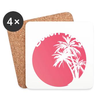Beach Vibes Palm Sunset Design - Coasters (set of 4) - white - Front