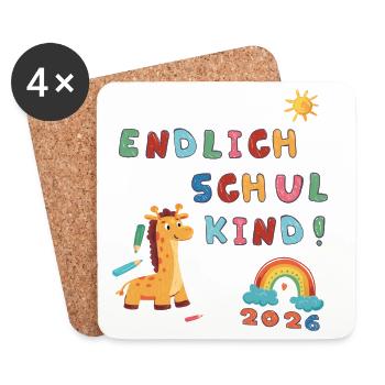 Endlich Schulkind 2026  - Untersetzer (4er-Set) - Weiß - Vorne