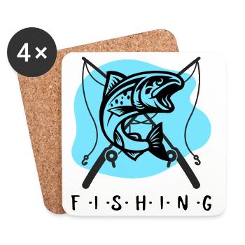 F.I.S.H.I.N.G - Untersetzer (4er-Set) - Weiß - Vorne