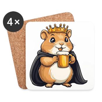 Hamster Beer King - Coasters (set of 4) - white - Front