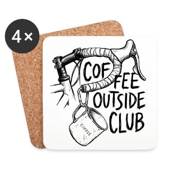 Coffee Outside Club Bike Mug Illustration - Coasters (set of 4) - white - Front