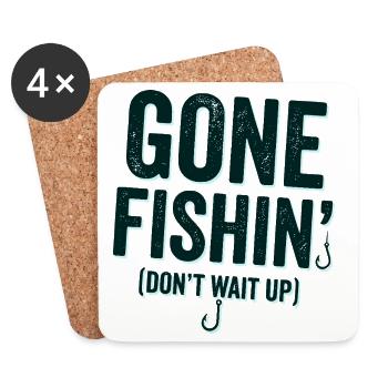 Angler T-Shirt, Go Fishing Hoodie, Mug - Coasters (set of 4) - white - Front