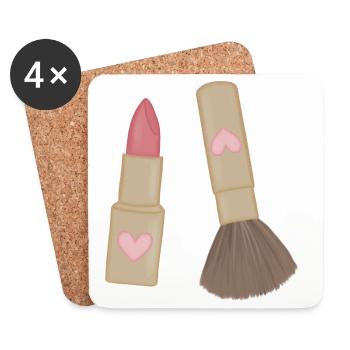 Herzlippe Lippenstift & Pinsel Charm - Untersetzer (4er-Set) - Weiß - Vorne