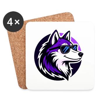 Loup Violet Lunettes Soleil Stylisé - Dessous de verre (lot de 4) - blanc - Devant