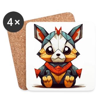 Geometrischer Fuchs Charm - Untersetzer (4er-Set) - Weiß - Vorne