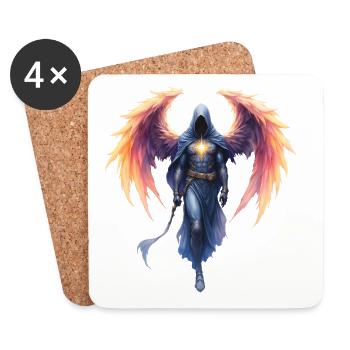 Blue Fire Winged Warrior - Coasters (set of 4) - white - Front