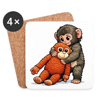 Bébé Singe Coup de Poing - Dessous de verre (lot de 4) - blanc - Devant