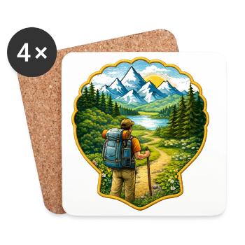 Way of St. James Patch with Scallop - Coasters (set of 4) - white - Front