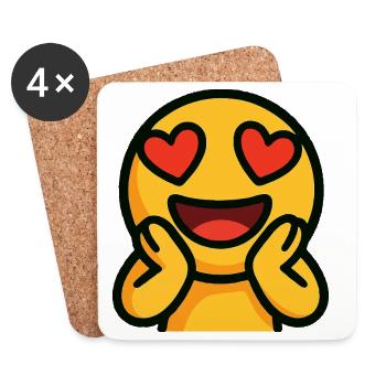 Emoticon Heart Eyes Bright - Coasters (set of 4) - white - Front