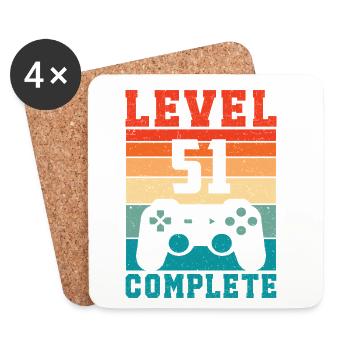 51st Birthday Level 51 Complete 51 Years Gamer - Coasters (set of 4) - white - Front