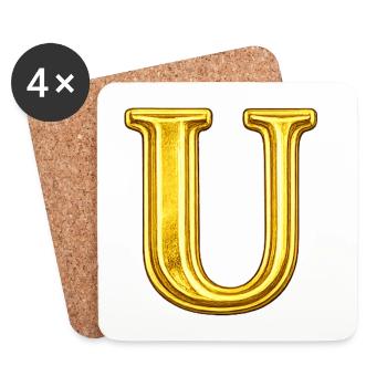 Golden U Monogram - Coasters (set of 4) - white - Front