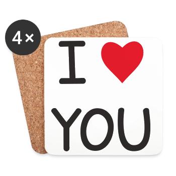 I ❤️ You – Doux Love Text Design - Dessous de verre (lot de 4) - blanc - Devant