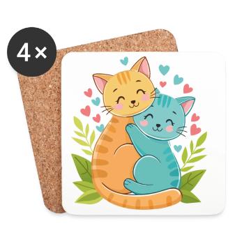 cuddling kittens - Coasters (set of 4) - white - Front