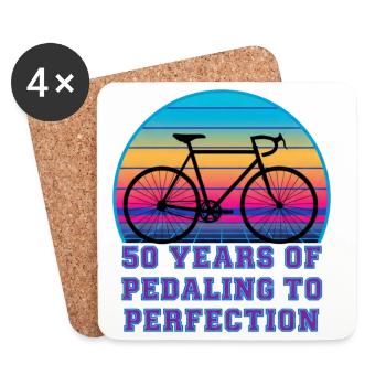 50 Years Pedaling Retro Sunset Road Bike - Coasters (set of 4) - white - Front