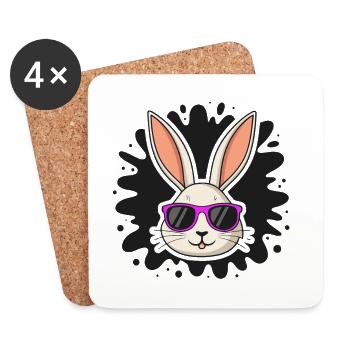 Lapin chic lunettes violettes - Dessous de verre (lot de 4) - blanc - Devant