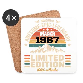 Millésime Anniversaire Mars 1967 March 1967 - Dessous de verre (lot de 4) - blanc - Devant