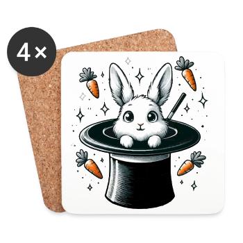 Magic bunny from the magic hat - Coasters (set of 4) - white - Front