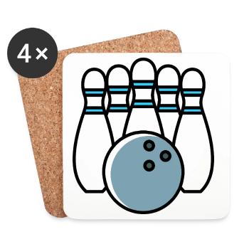 Kegeln Kegel Icon - Untersetzer (4er-Set) - Weiß - Vorne