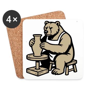 Steady Hands Grizzly — Master of Ceramics - Coasters (set of 4) - white - Front