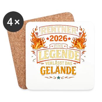 Rente Geschenk Mann Rentner Ruhestand 2026 Lustig - Untersetzer (4er-Set) - Weiß - Vorne