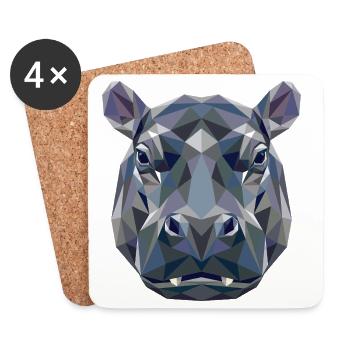 Nilpferd Flusspferd Mama Hippopotamus Cooles Hippo - Dessous de verre (lot de 4) - blanc - Devant