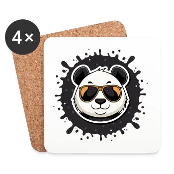 Panda chic glasses orange splash - Coasters (set of 4) - white - Front