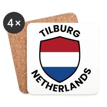 Bouclier de Tilburg, Pays-Bas - Dessous de verre (lot de 4) - blanc - Devant