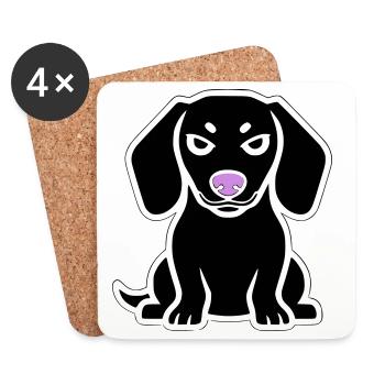 Dackel Hund Welpe Cartoon - Untersetzer (4er-Set) - Weiß - Vorne