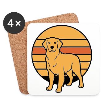 Dog Retriever Retro Sunset - Coasters (set of 4) - white - Front