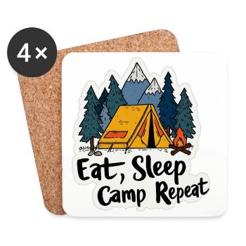 Camping Spruch Eat Sleep Camp Repeat Camper Outdoo - Coasters (set of 4) - white - Front