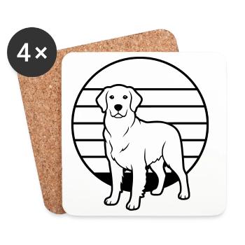 Retriever Hund Retro Sonne Outline - Untersetzer (4er-Set) - Weiß - Vorne