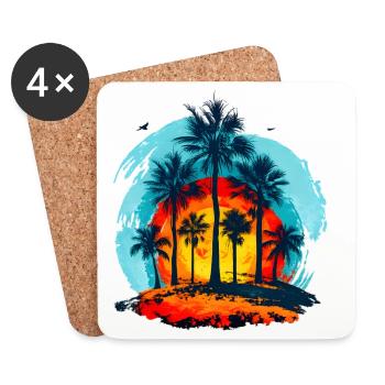 Palm trees at tropical sunset - Coasters (set of 4) - white - Front