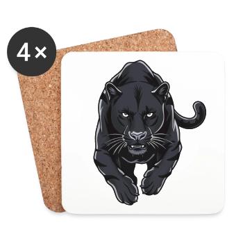 Schwarzer Panther Sprinter Illustration - Dessous de verre (lot de 4) - blanc - Devant