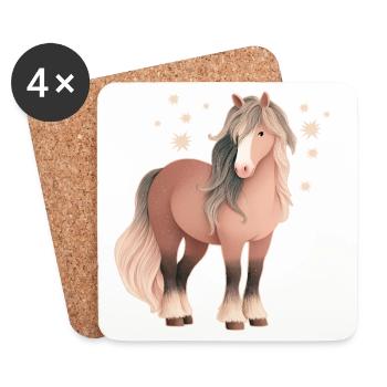 Cheval avec des étoiles - Dessous de verre (lot de 4) - blanc - Devant