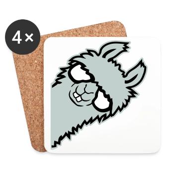 lama mentant nerd de lunettes arrogant animal drôle - Dessous de verre (lot de 4) - blanc - Devant