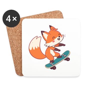 Fox skateboarder on skateboard - Coasters (set of 4) - white - Front
