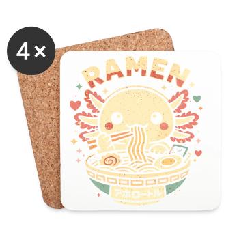 Axolotl Ramen Nudeln Kawaii Geschenk Süß - Untersetzer (4er-Set) - Weiß - Vorne