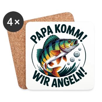 Angeln mit meinem Papa - Untersetzer (4er-Set) - Weiß - Vorne