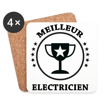 Meilleur Électricien : Le Trophée de la Qualité - Dessous de verre (lot de 4) - blanc - Devant