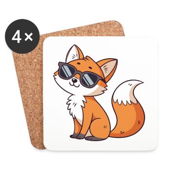Fox swag in sunglasses - Coasters (set of 4) - white - Front